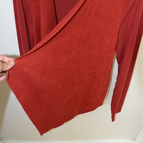 INC International Concepts Faux Suede & Knit Open Draped Cardigan Rust Size XL - Picture 5 of 11